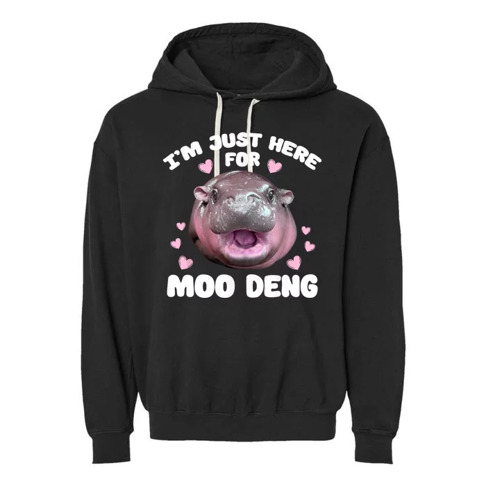 IM Just Here For The Moo Deng Garment-Dyed Fleece Hoodie