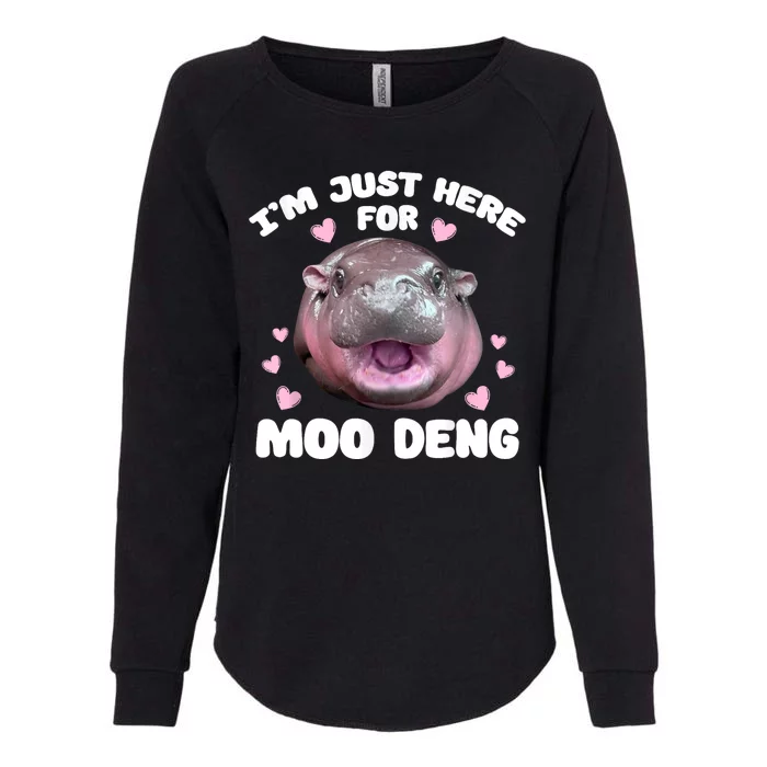 IM Just Here For The Moo Deng Womens California Wash Sweatshirt