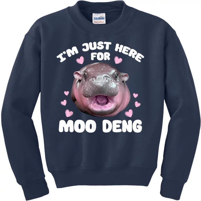 IM Just Here For The Moo Deng Kids Sweatshirt