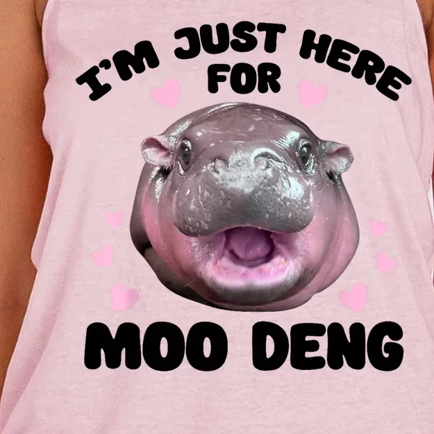 IM Just Here For The Moo Deng Women's Knotted Racerback Tank