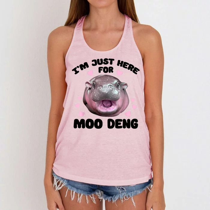 IM Just Here For The Moo Deng Women's Knotted Racerback Tank