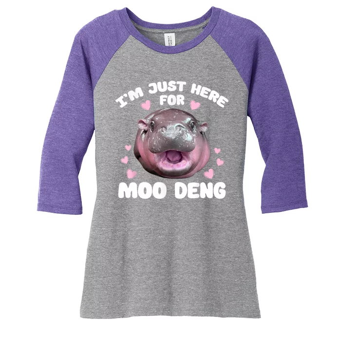 IM Just Here For The Moo Deng Women's Tri-Blend 3/4-Sleeve Raglan Shirt