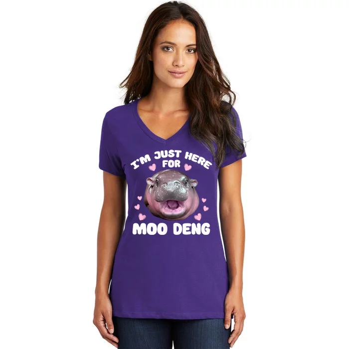 IM Just Here For The Moo Deng Women's V-Neck T-Shirt