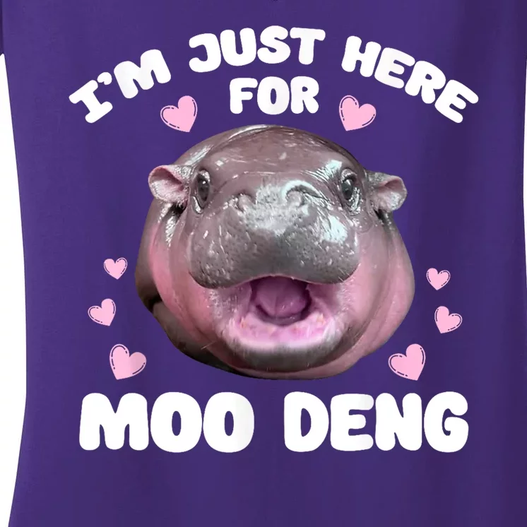 IM Just Here For The Moo Deng Women's V-Neck T-Shirt