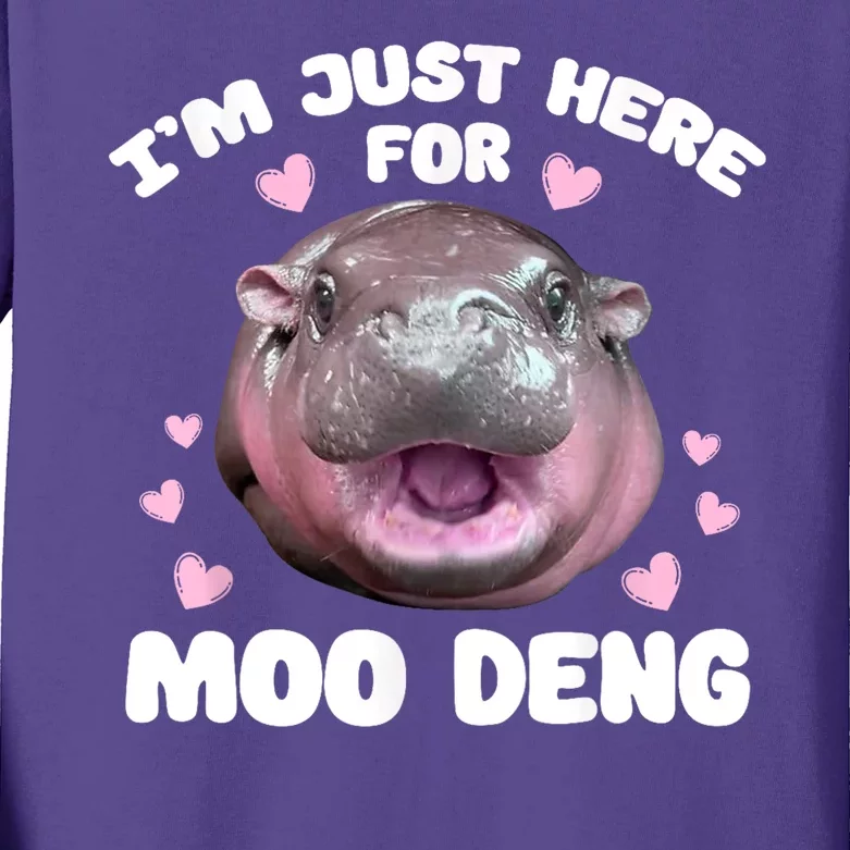 IM Just Here For The Moo Deng Kids Long Sleeve Shirt