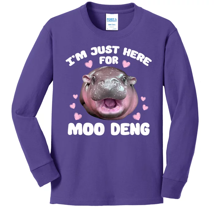 IM Just Here For The Moo Deng Kids Long Sleeve Shirt