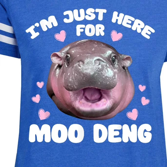 IM Just Here For The Moo Deng Enza Ladies Jersey Football T-Shirt