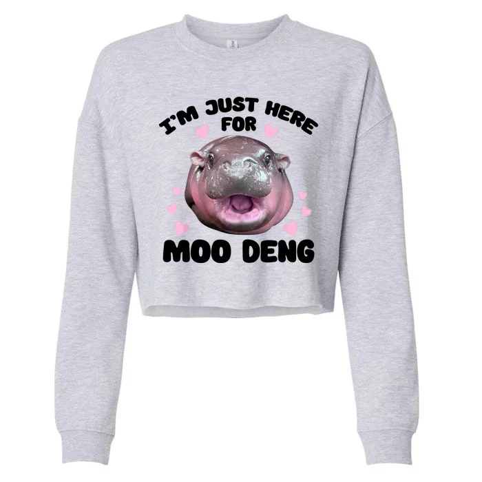 IM Just Here For The Moo Deng Cropped Pullover Crew