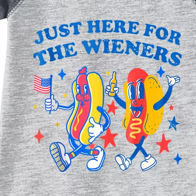 Im Just Here For The Wieners 4th Of July Shirts Infant Baby Jersey Bodysuit