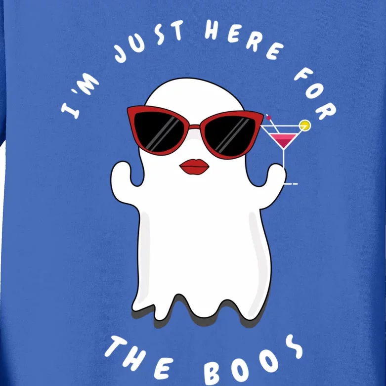 IM Just Here For The Boos Women Funny Halloween Ghost Kids Long Sleeve Shirt