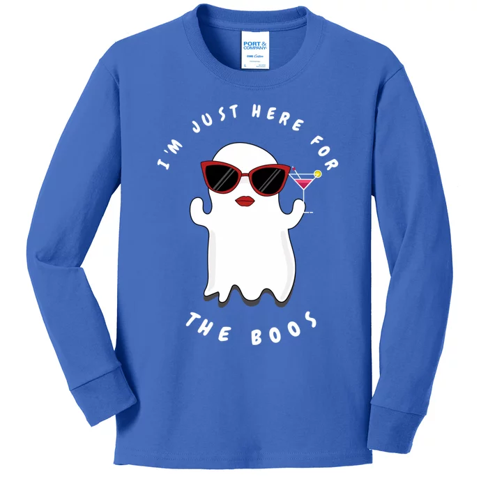 IM Just Here For The Boos Women Funny Halloween Ghost Kids Long Sleeve Shirt