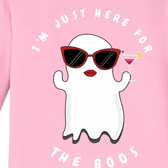 IM Just Here For The Boos Women Funny Halloween Ghost Baby Long Sleeve Bodysuit