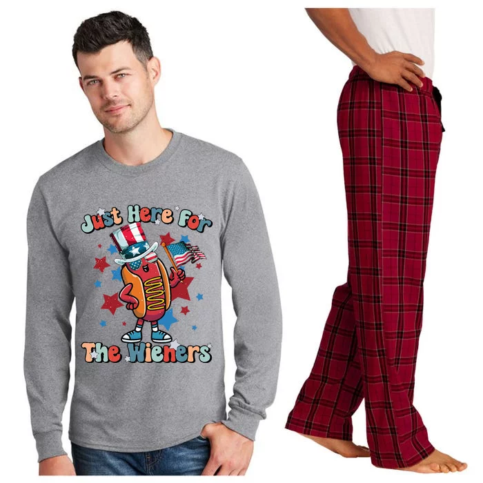 Im Just Here For The Wieners Hot Dog 4Th Of July Long Sleeve Pajama Set