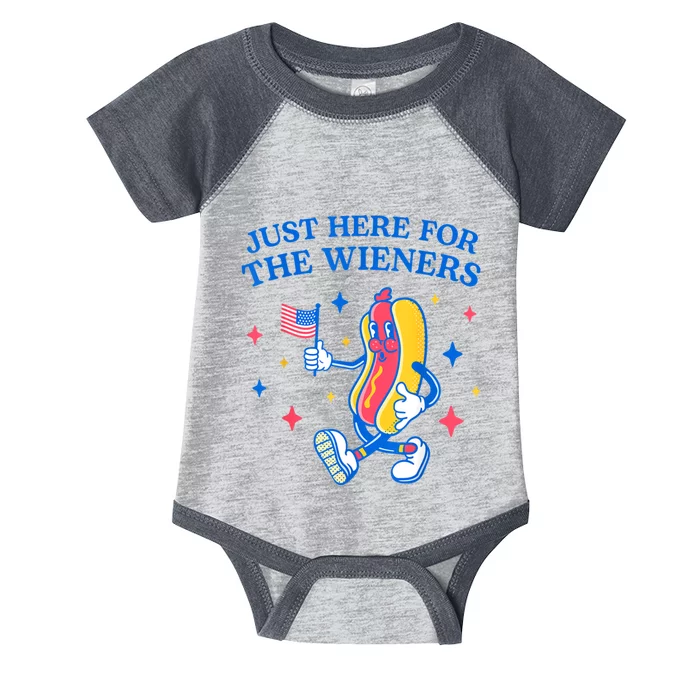 Im Just Here For The Wieners 4th Of July Shirts Infant Baby Jersey Bodysuit