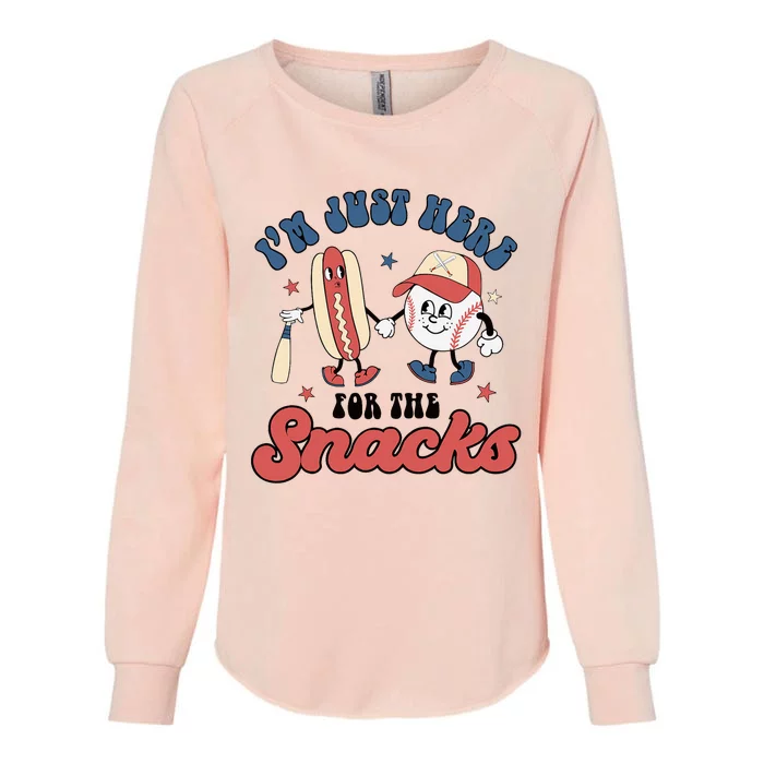 IM Just Here For The Snacks Baseball 4th Of July Hot Dog Womens California Wash Sweatshirt