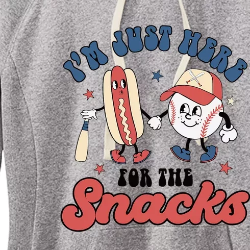 IM Just Here For The Snacks Baseball 4th Of July Hot Dog Women's Fleece Hoodie