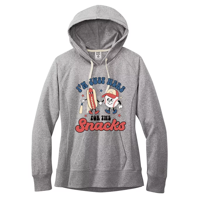 IM Just Here For The Snacks Baseball 4th Of July Hot Dog Women's Fleece Hoodie