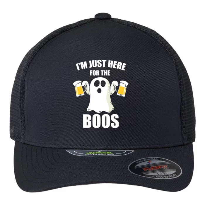 IM Just Here For The Boos Funny Halloween Cute Ghost Gift Flexfit Unipanel Trucker Cap