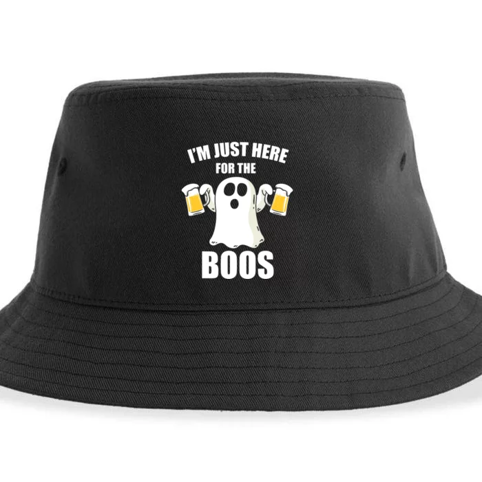 IM Just Here For The Boos Funny Halloween Cute Ghost Gift Sustainable Bucket Hat