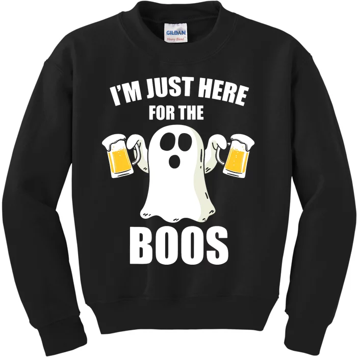 IM Just Here For The Boos Funny Halloween Cute Ghost Gift Kids Sweatshirt