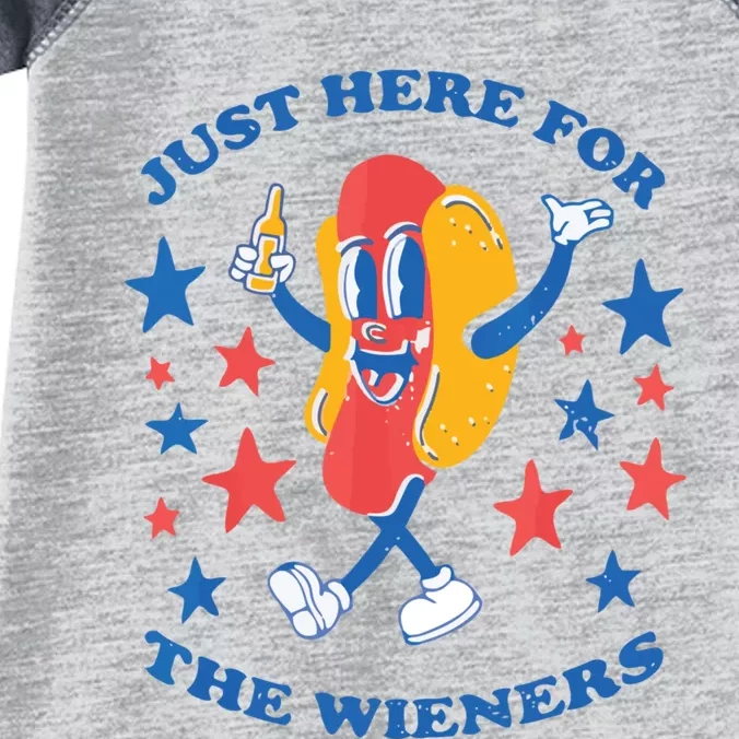 Im Just Here For The Wieners 4th Of July Shirts Infant Baby Jersey Bodysuit