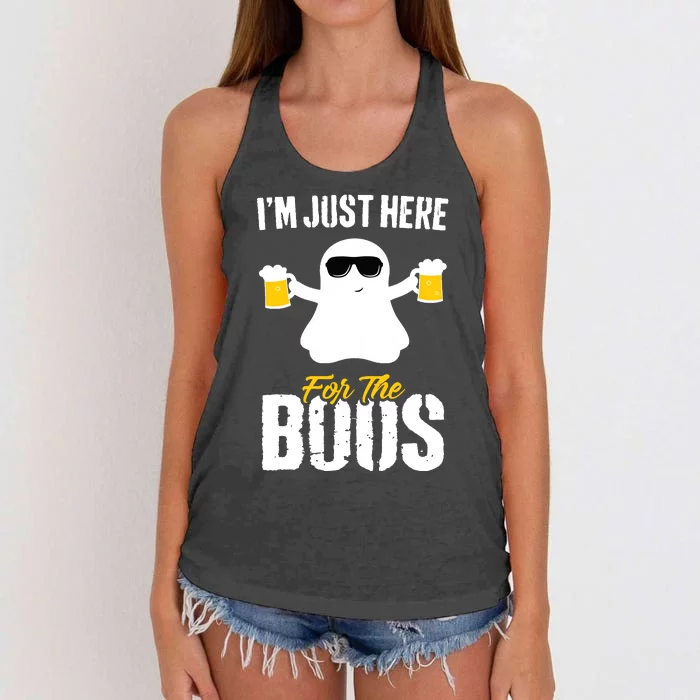 IM Just Here For The Boos Beer Funny Halloween Women's Knotted Racerback Tank