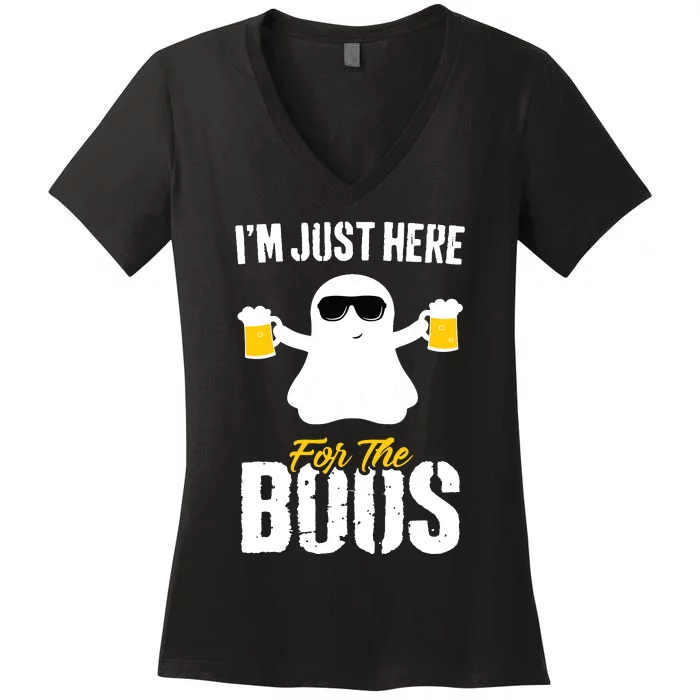 IM Just Here For The Boos Beer Funny Halloween Women's V-Neck T-Shirt