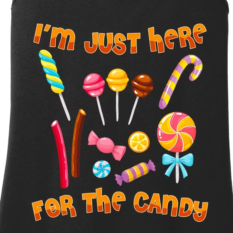 IM Just Here For The Candy Funny Halloween Costume Ladies Essential Tank