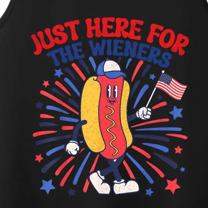 IM Just Here For The Wieners 4th Of July Funny Hot Dog Gift Performance Tank