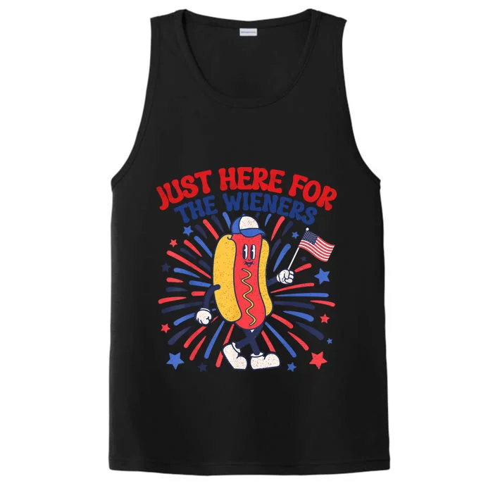 IM Just Here For The Wieners 4th Of July Funny Hot Dog Gift Performance Tank