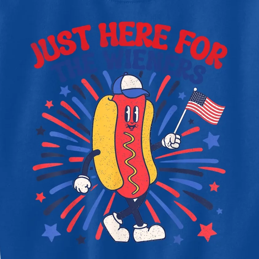 IM Just Here For The Wieners 4th Of July Funny Hot Dog Gift Kids Sweatshirt