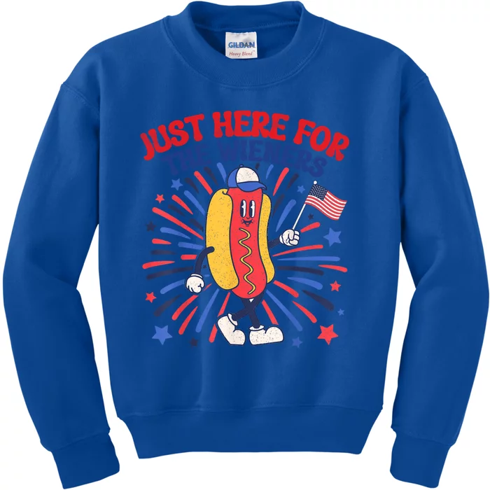 IM Just Here For The Wieners 4th Of July Funny Hot Dog Gift Kids Sweatshirt