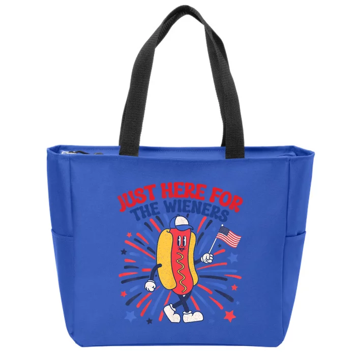 IM Just Here For The Wieners 4th Of July Funny Hot Dog Gift Zip Tote Bag