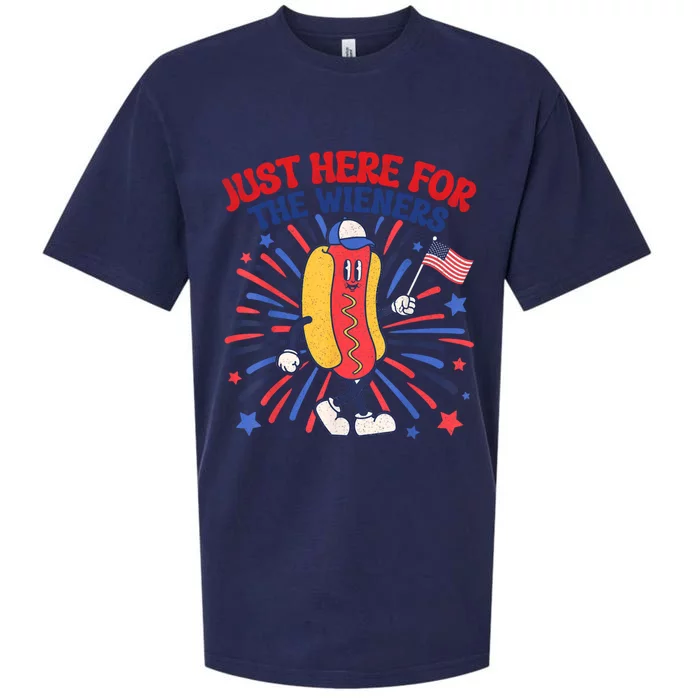 IM Just Here For The Wieners 4th Of July Funny Hot Dog Gift Sueded Cloud Jersey T-Shirt