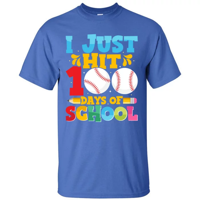 I Just Hit 100 Days Of School Baseball 100th Day Gift Tall T-Shirt