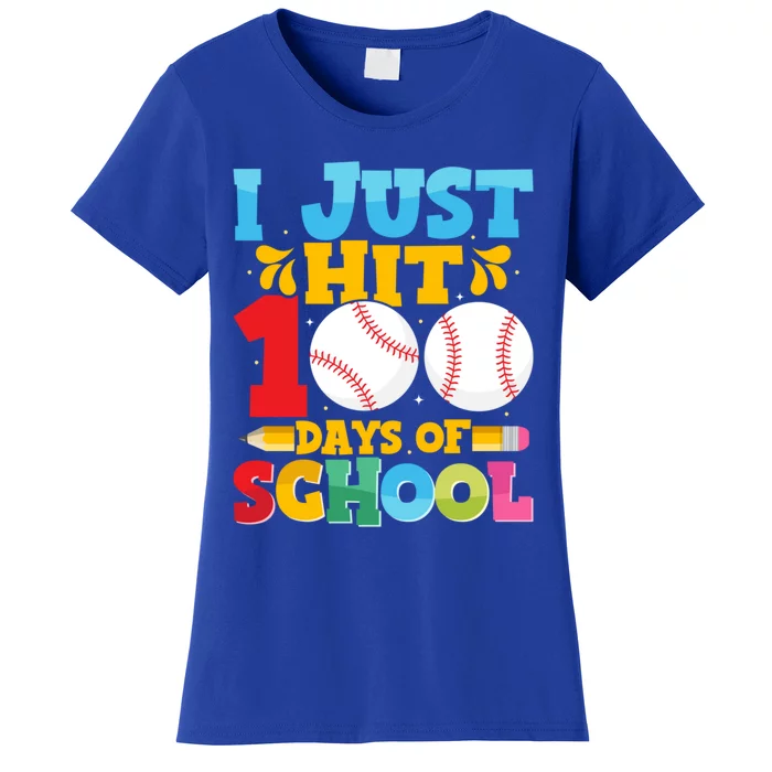 I Just Hit 100 Days Of School Baseball 100th Day Gift Women's T-Shirt