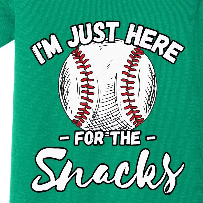 Im Just Here For The Snacks Funny Fantasy Baseball League Baby Bodysuit