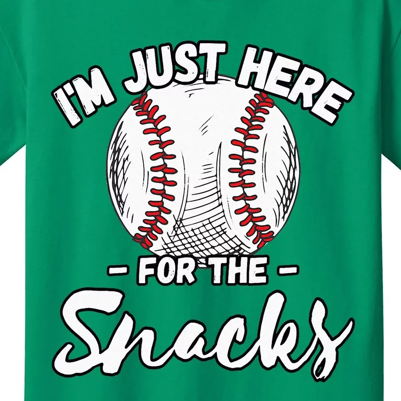 Im Just Here For The Snacks Funny Fantasy Baseball League Kids T-Shirt