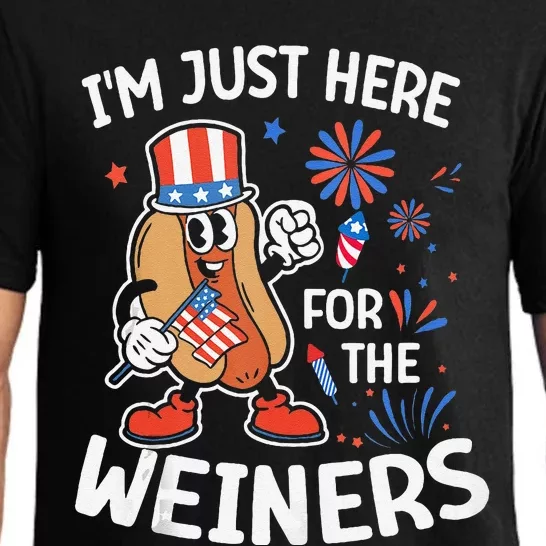 IM Just Here For The Weiners Funny Usa 4th Of July Pajama Set