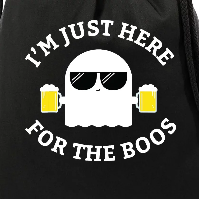 Im Just Here For The Boos Funny Halloween Beer Drawstring Bag