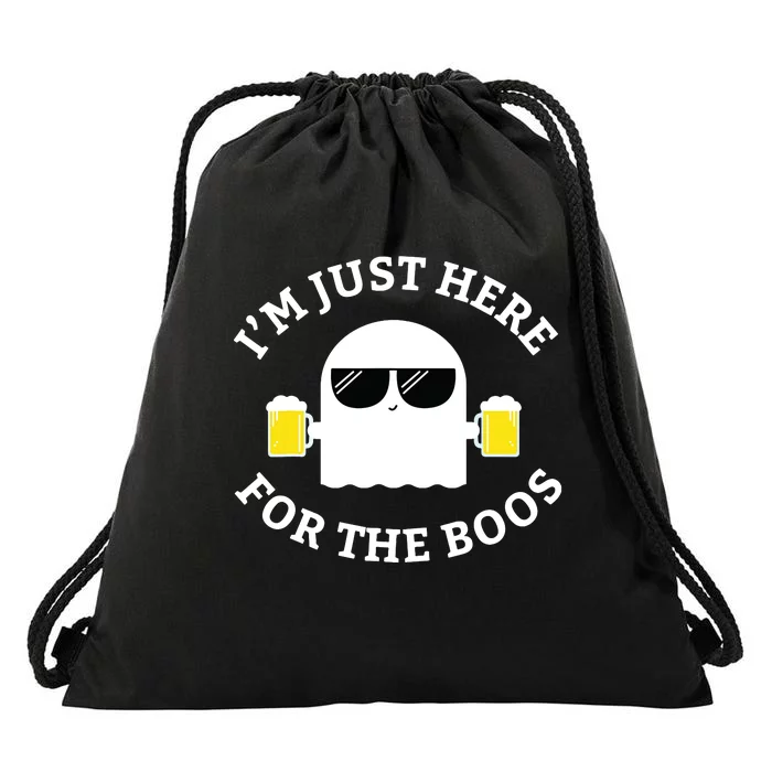 Im Just Here For The Boos Funny Halloween Beer Drawstring Bag