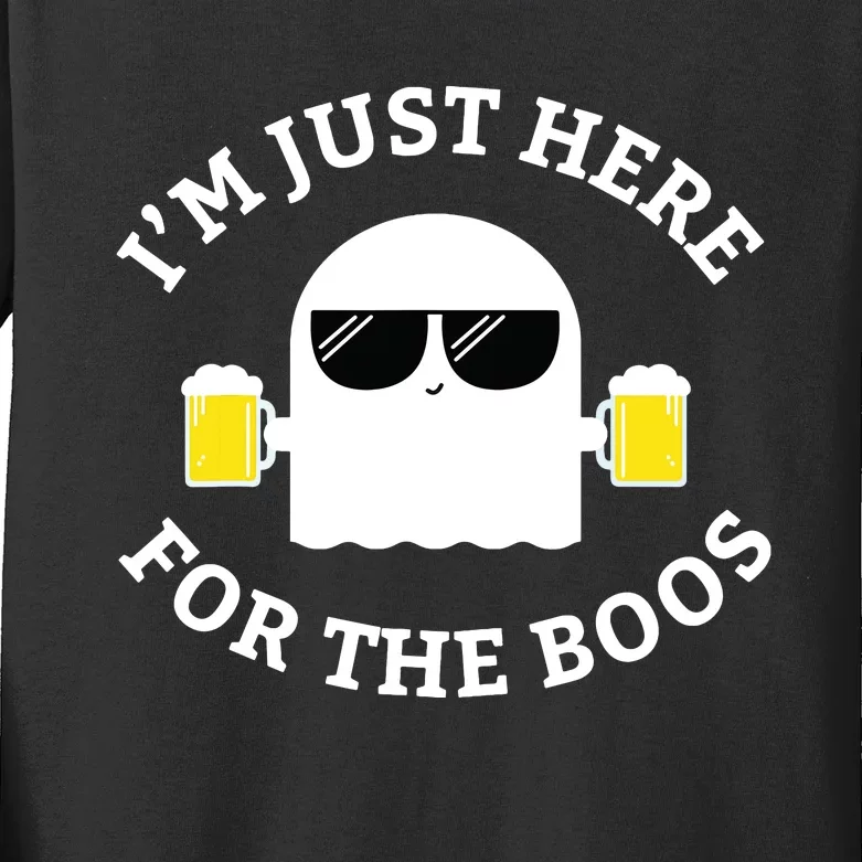 Im Just Here For The Boos Funny Halloween Beer Kids Long Sleeve Shirt