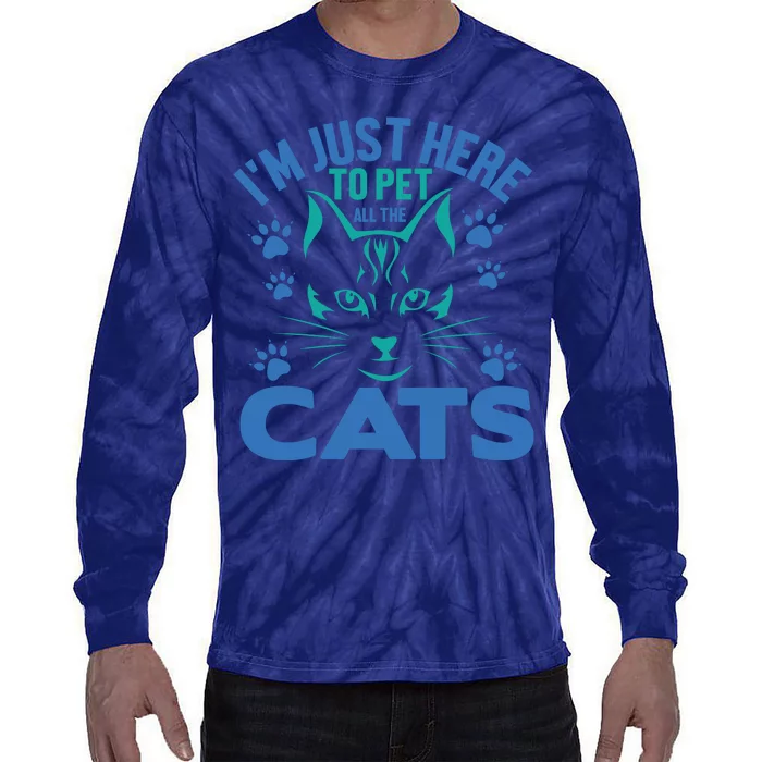 I'm Just Here To Pet All The Cats Tie-Dye Long Sleeve Shirt