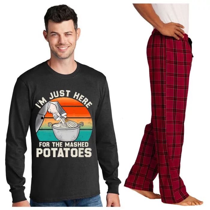 IM Just Here For The Mashed Potatoes Cute Thanksgiving Food Long Sleeve Pajama Set