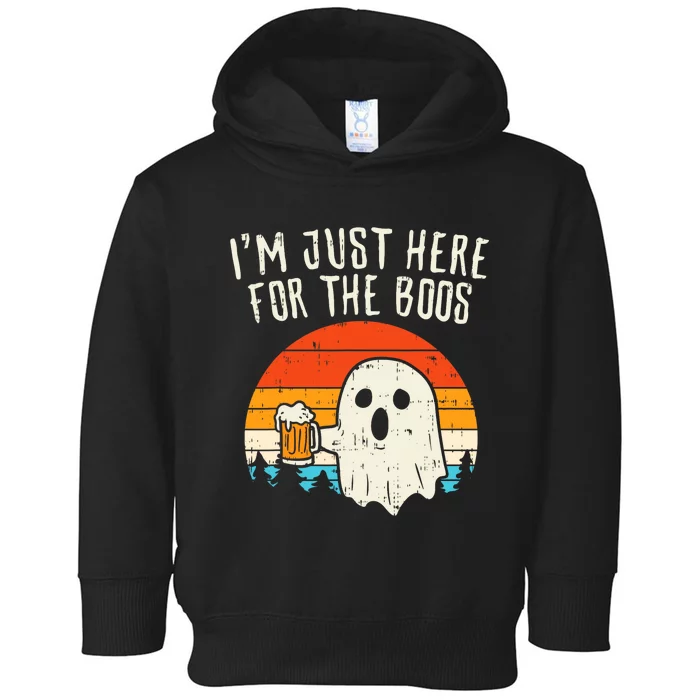 Im Just Here For The Boos Retro Ghost Beer Halloween Costume Toddler Hoodie