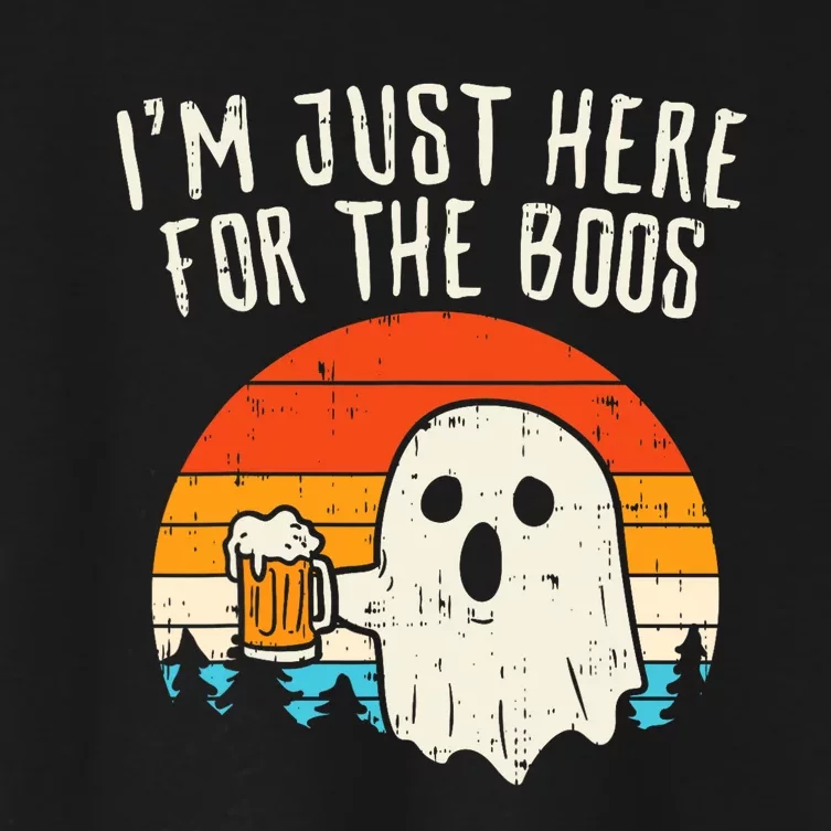 Im Just Here For The Boos Retro Ghost Beer Halloween Costume Women's Crop Top Tee