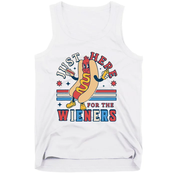 I'm Just Here for the Wieners 4th of July Hot Dog Funny Tank Top