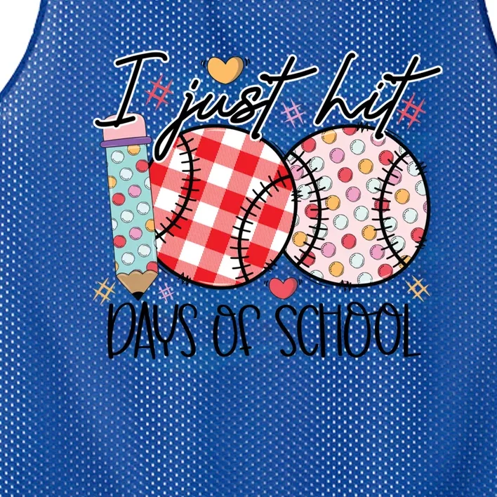 I Just Hit 100 Days Of School Baseball 100th Day Meaningful Gift Mesh Reversible Basketball Jersey Tank