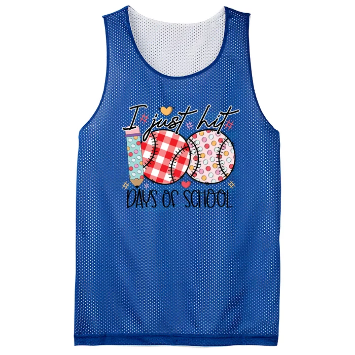 I Just Hit 100 Days Of School Baseball 100th Day Meaningful Gift Mesh Reversible Basketball Jersey Tank