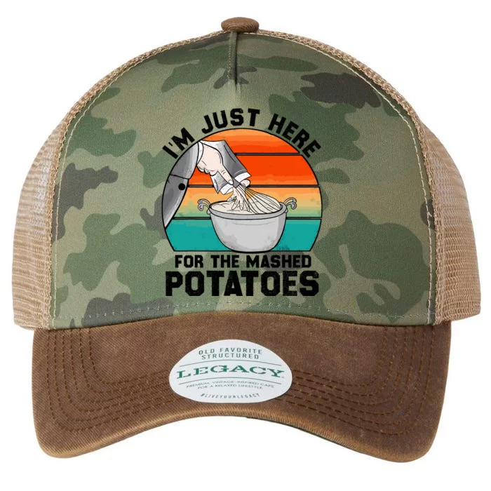 IM Just Here For The Mashed Potatoes Cute Thanksgiving Food Legacy Tie Dye Trucker Hat